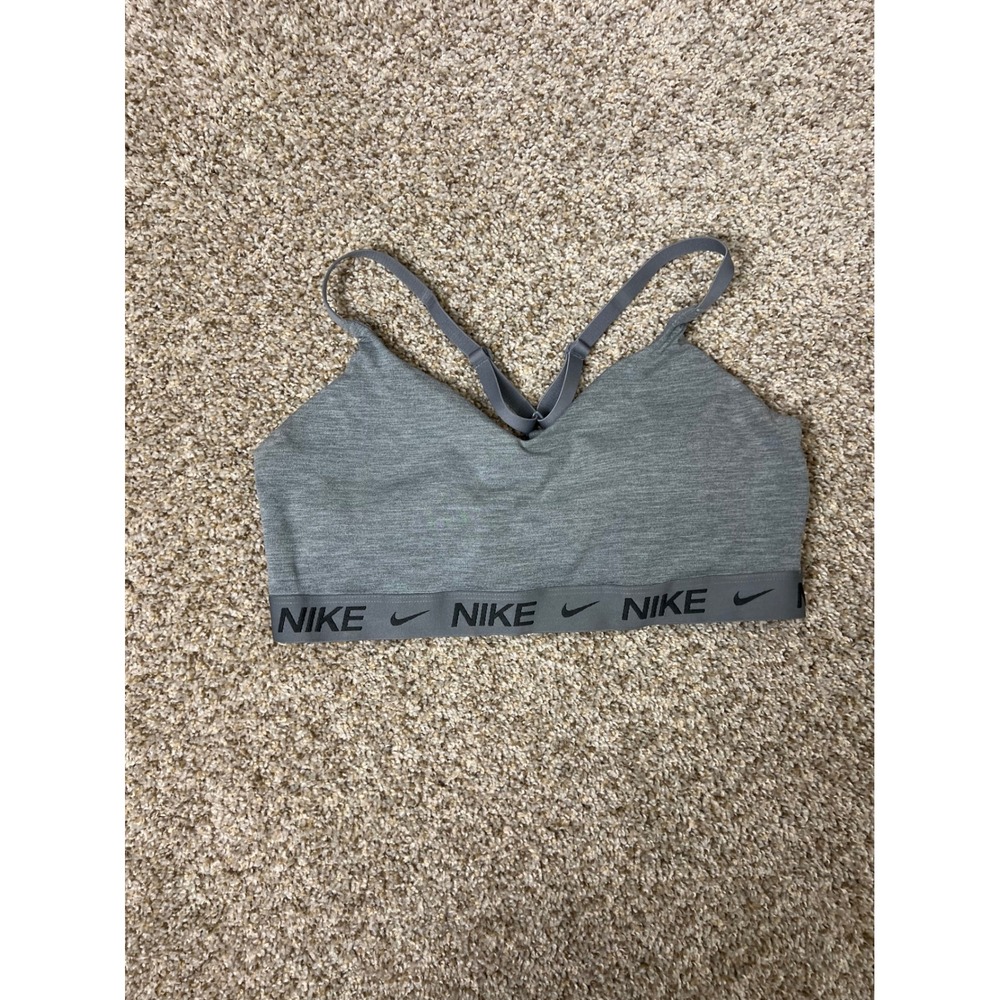 Nike Indy Dri-FIT Sports Bra Heather Grey Light Support Adjustable Straps Large